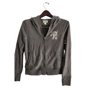 Converse All Star Hoodie Women’s Size Medium Gray Cotton Long Sleeve Full Zipper